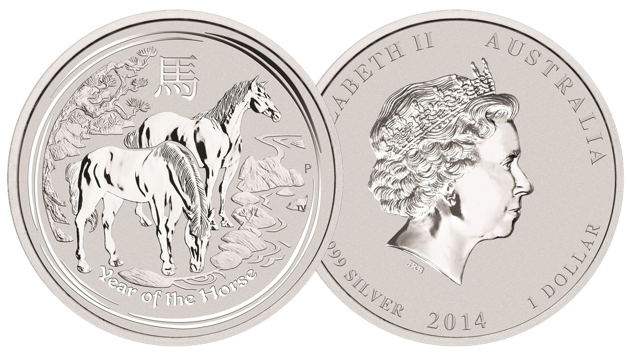 5 x  2 oz .999 fine  Silver  Perth  Mint Lunar Year of Horse 2014  Coin