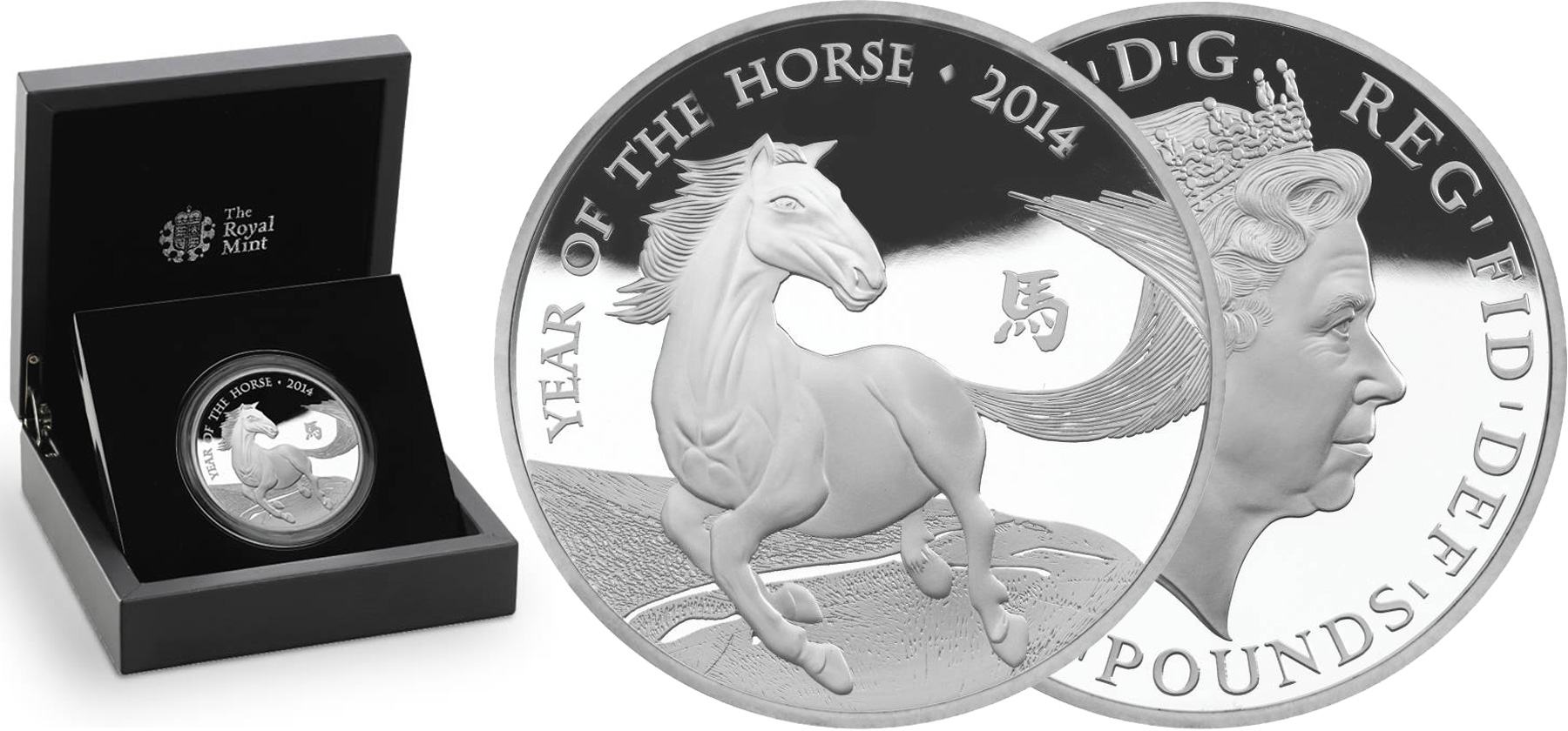 2014 lunar animal horse fan shape 1oz silver coin with COA box 