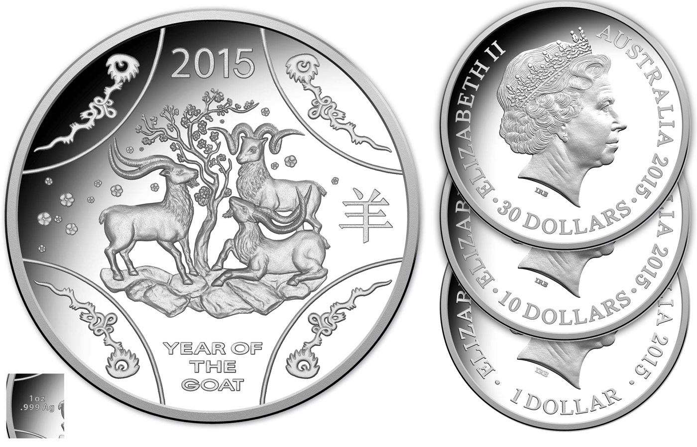China 2015 Lunar Year Goat Zodiac Bi-Metallic Commemorative Coin 10 Yuan UNC
