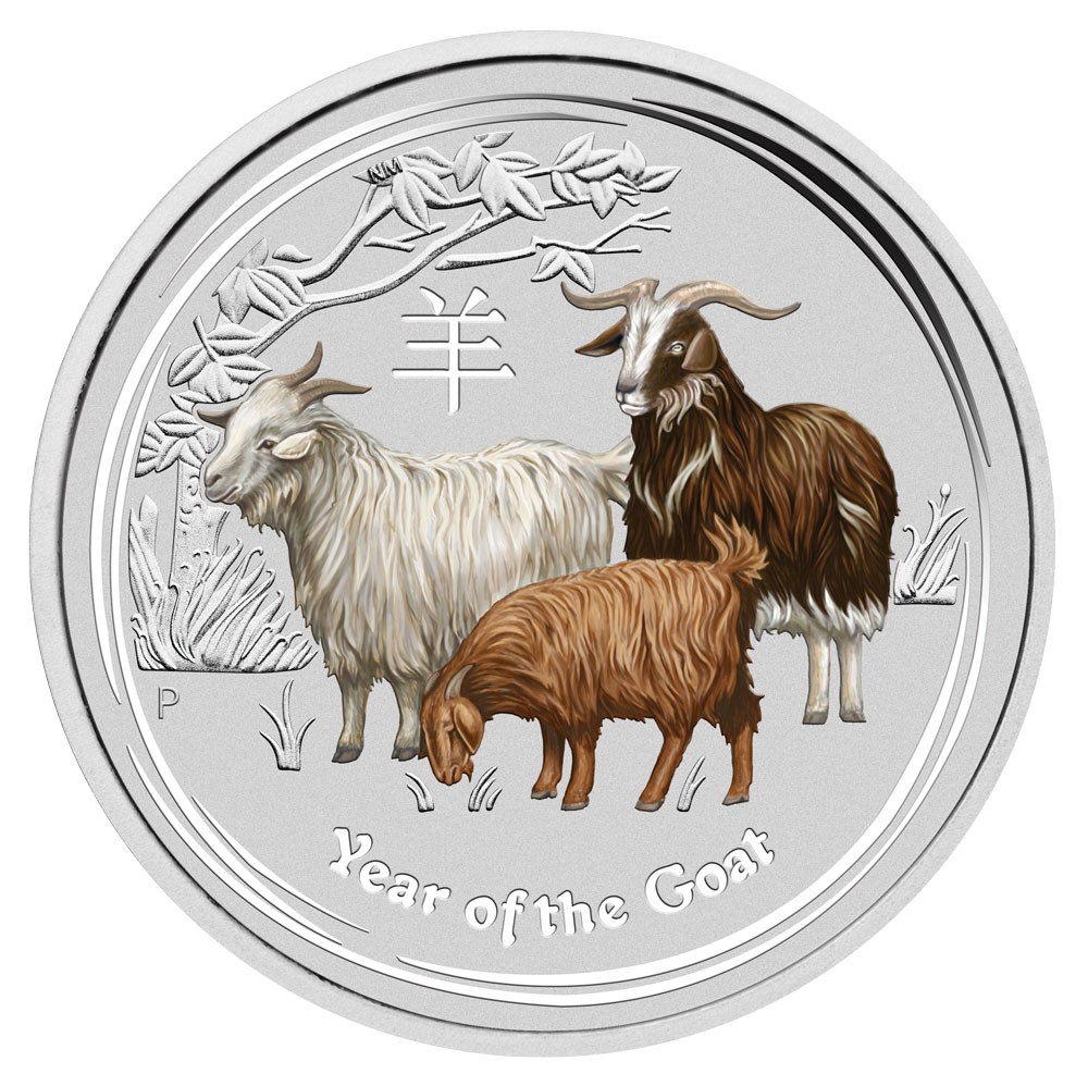 Year of the GOAT RAM $1 Unc Coin in Card 2015 Lunar Series