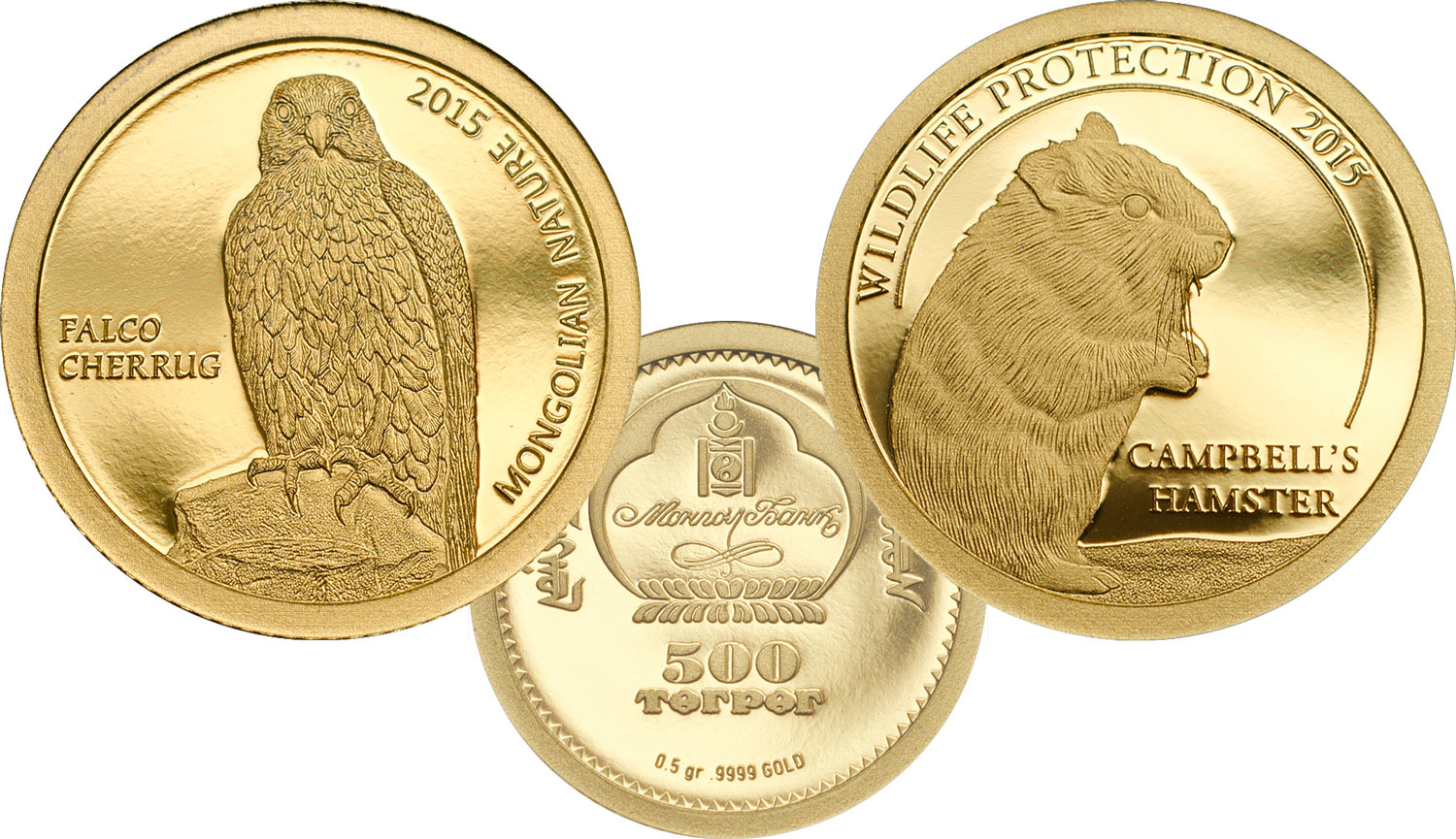 2013 0.5g PROOF Gold 500 Togrog Mongolia Endangered Wildlife WOLF Coin. 