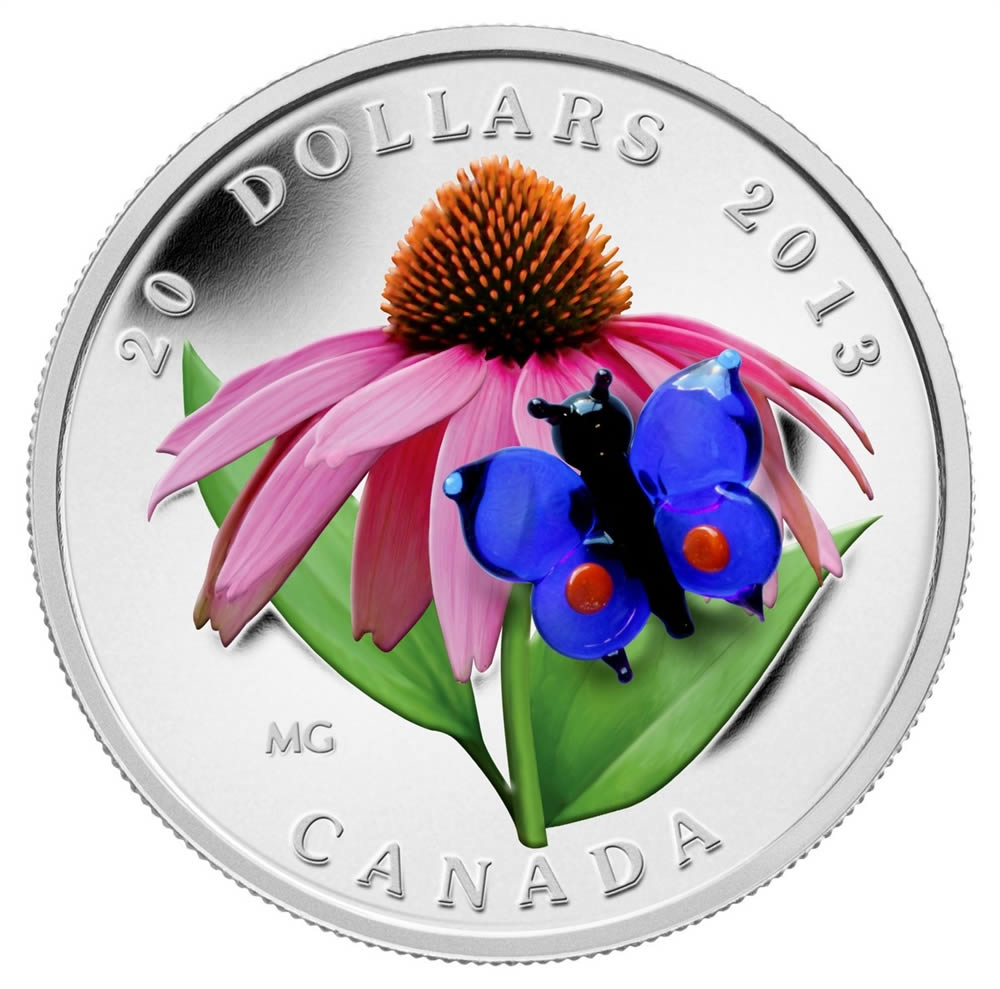 VENETIAN GLASS TURTLE Broadleaf Arrowhead Flower Murano Silver Coin Canada 2015 