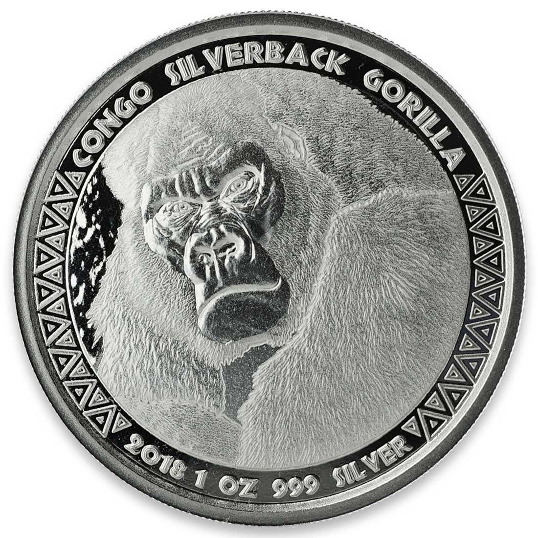 2020 Republic of Congo Gorilla Silver 1oz in Capsule Mintage 75,000 