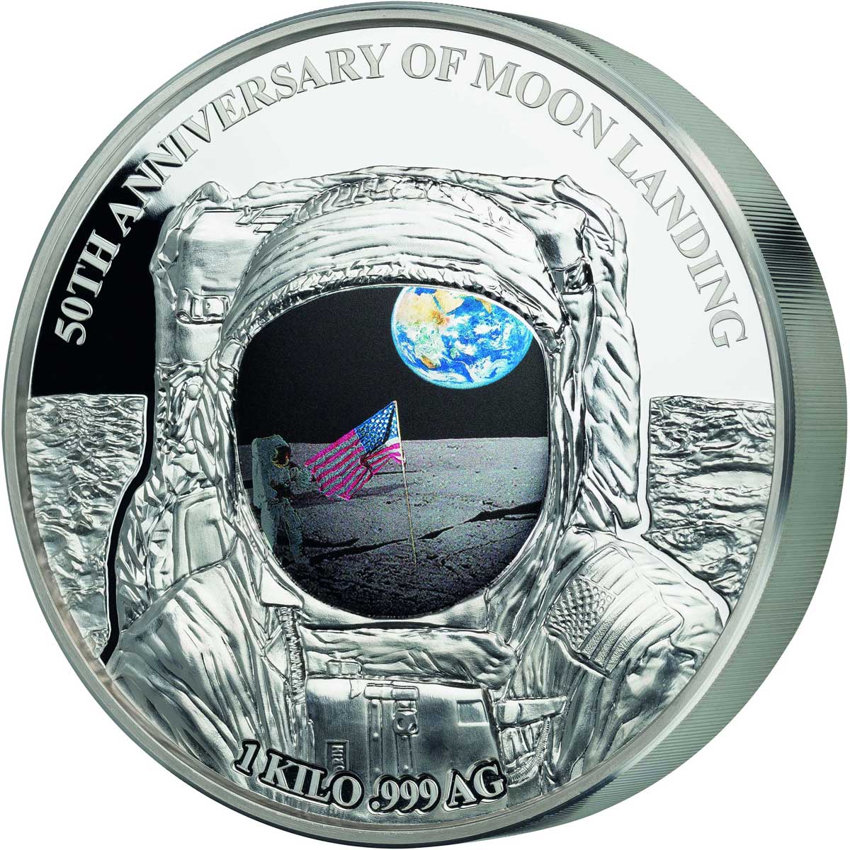 2019 Republic of Congo 1 oz Silver 50th Anniv SKU#186632 of Moon Landing 