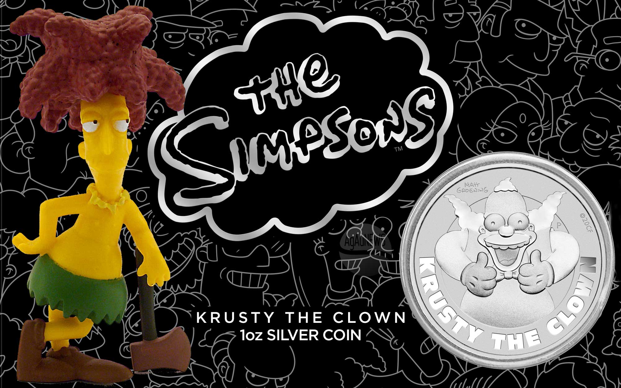 Tuvalu 2020 1$ Krusty The Clown-Classic Comedy 1 Oz Silver Coin Limited Edition 